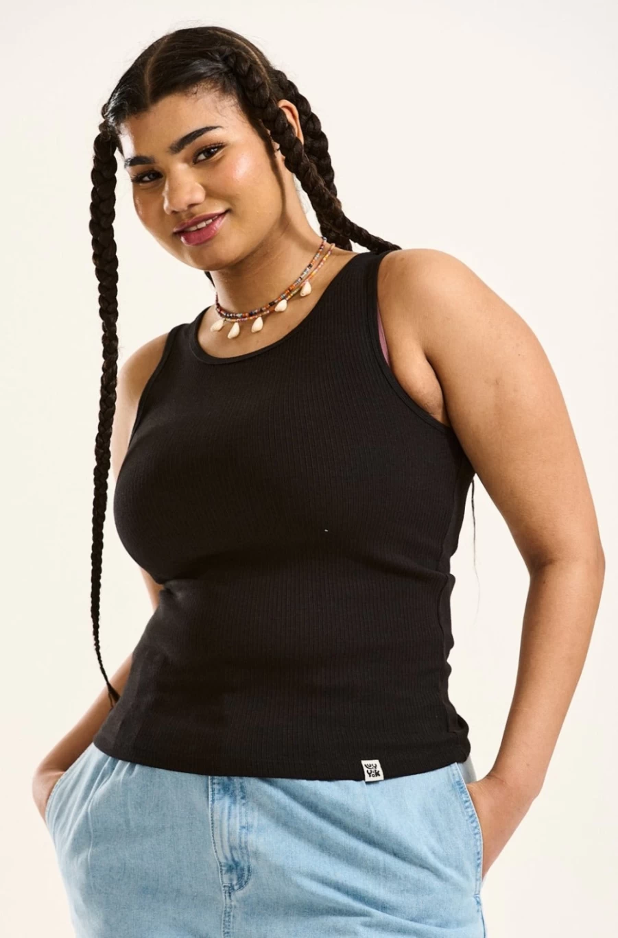 Lucy & Yak Women's Black Flo Vest Top - Organic Cotton & Lenzing™ Ecovero™ Sustainable Tank