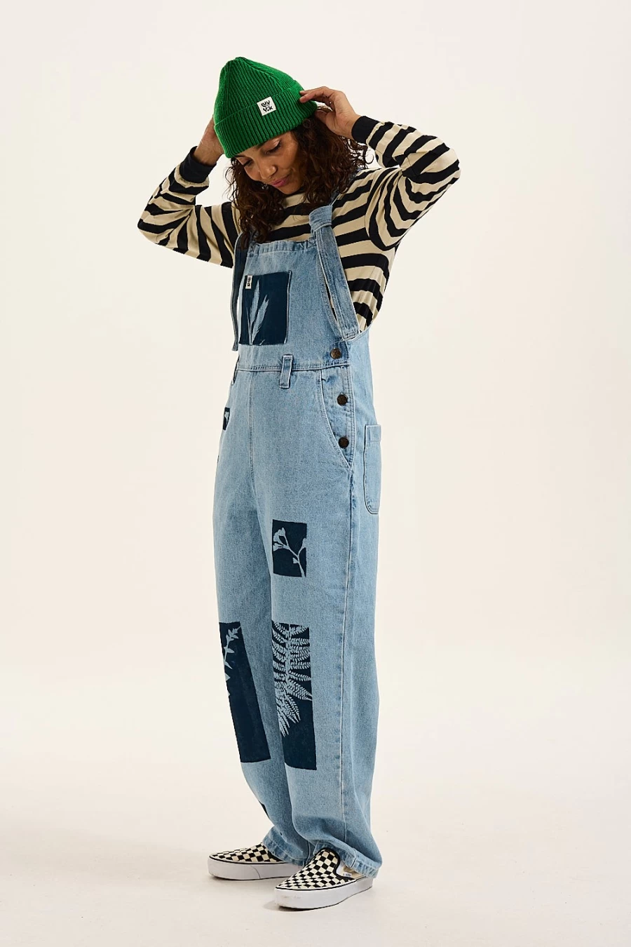 Lucy & Yak Women's Organic Denim Dungarees - Sustainable Fauna & Flora Print