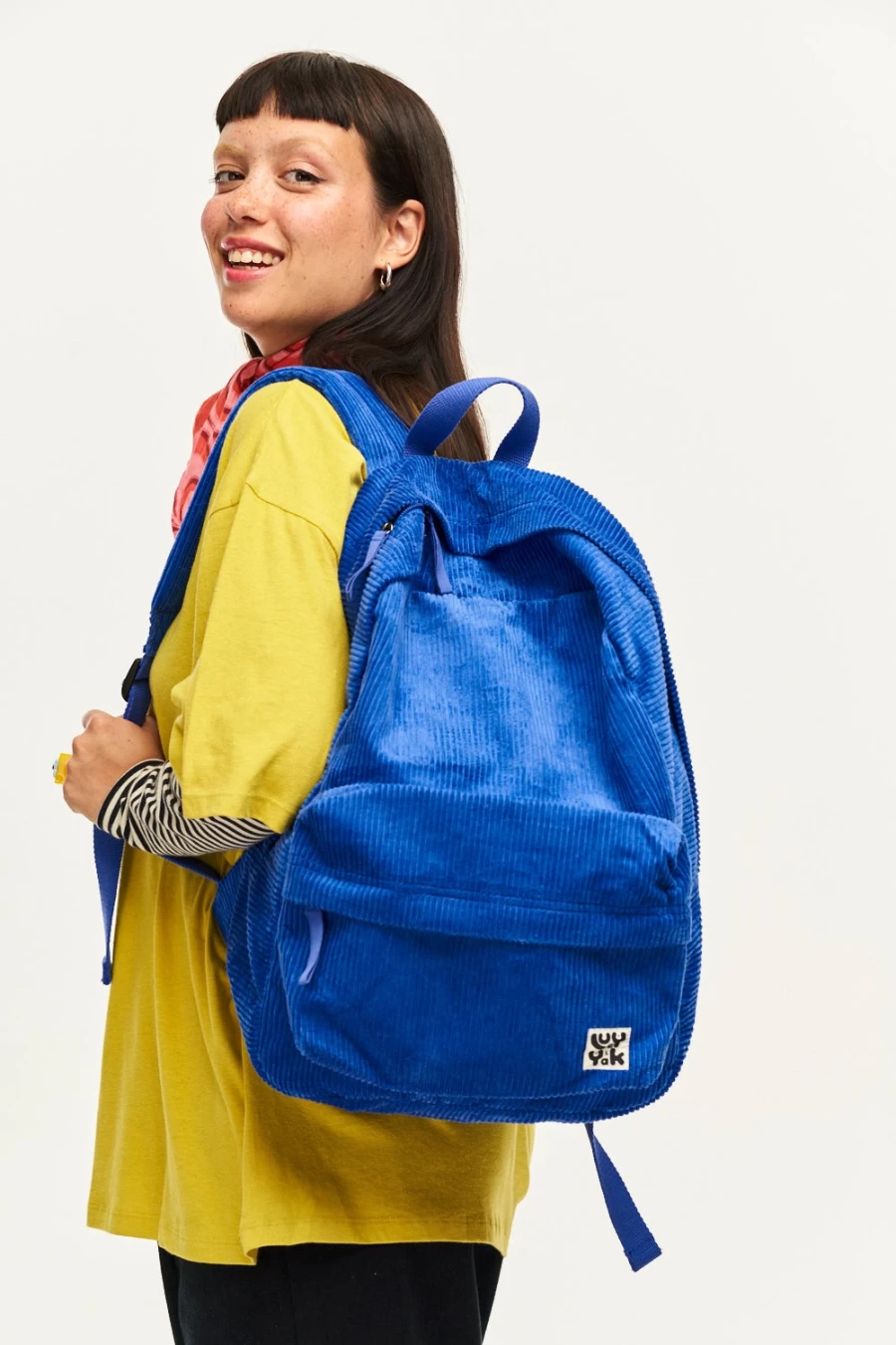 Lucy & Yak Women's Kellie Backpack - Organic Corduroy, Cobalt Blue, Sustainable Fashion