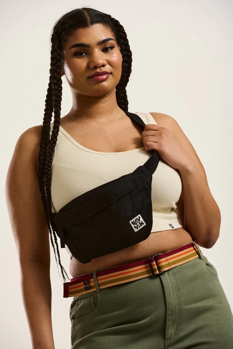 Lucy & Yak Women's Brodie Bumbag - Black Cotton Canvas Crossbody Bag