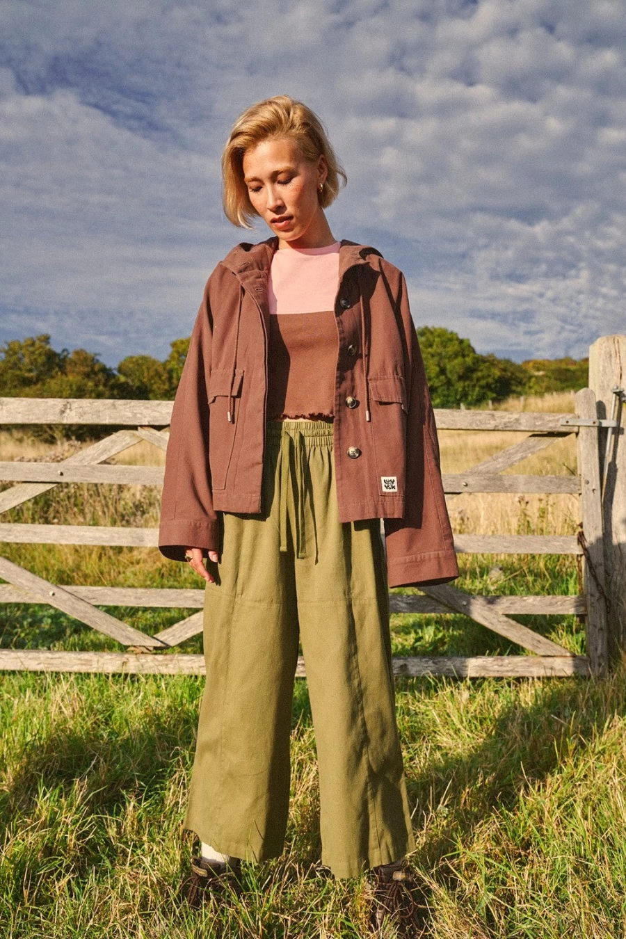Lucy & Yak Women's Chuck Trousers - Organic Cotton Khaki High-Waisted Pants