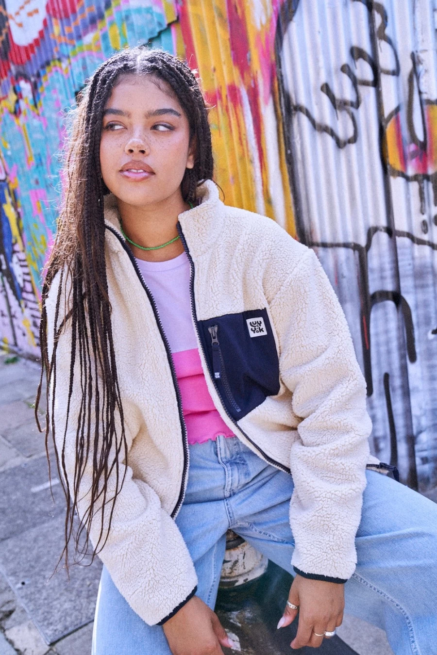 Lucy & Yak Women's Harper Fleece Jacket - Sustainable Cream Outerwear Made from Recycled Bottles