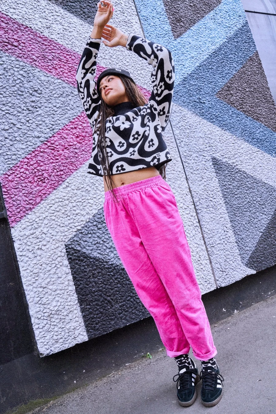 Lucy & Yak Women's Billie Trousers: Organic Corduroy Pants in Power Pink