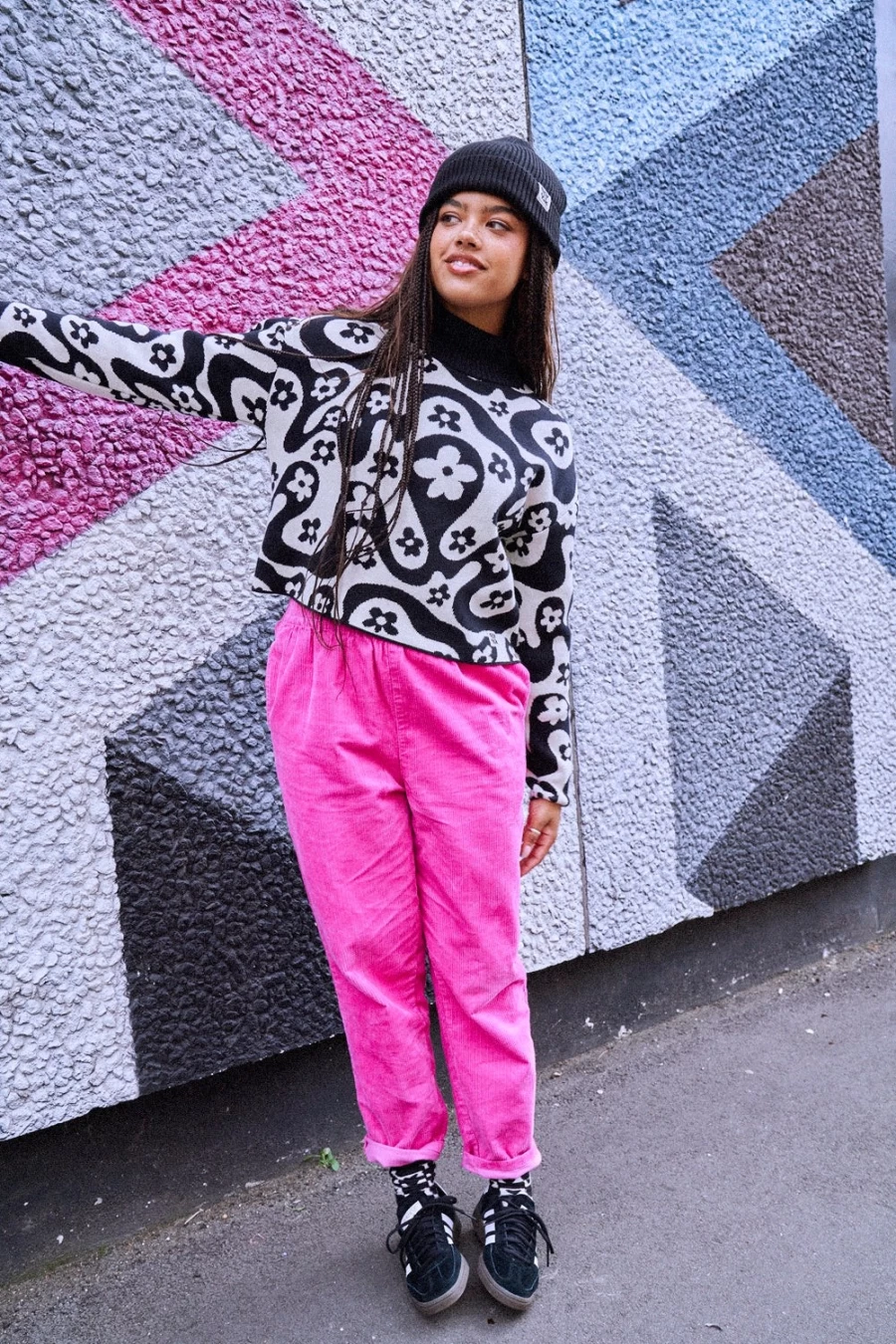 Lucy & Yak Women's Billie Trousers: Organic Corduroy Pants in Power Pink