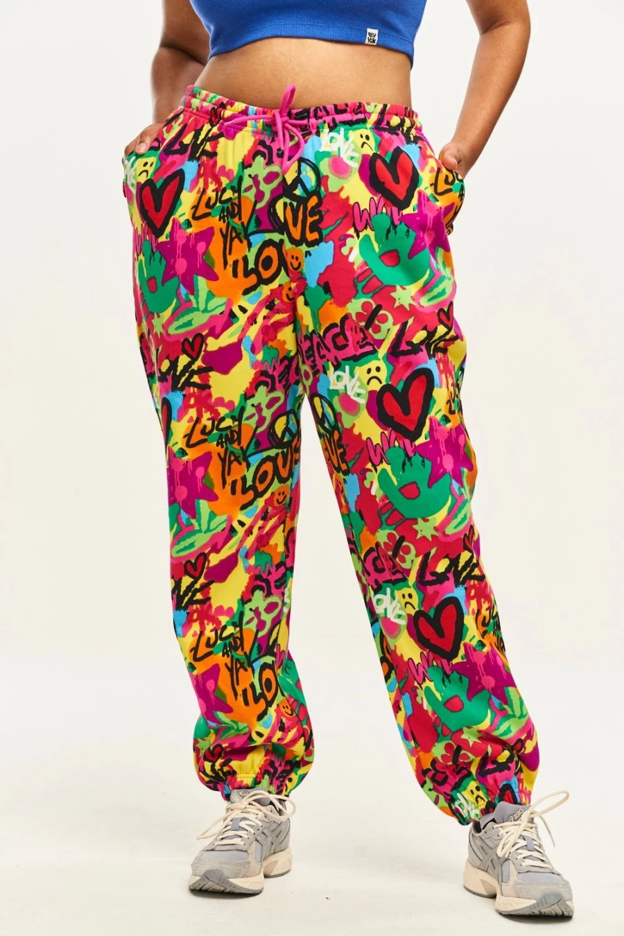 Lucy & Yak Women's Jamie Jogger - Organic Cotton Graffiti Print Joggers