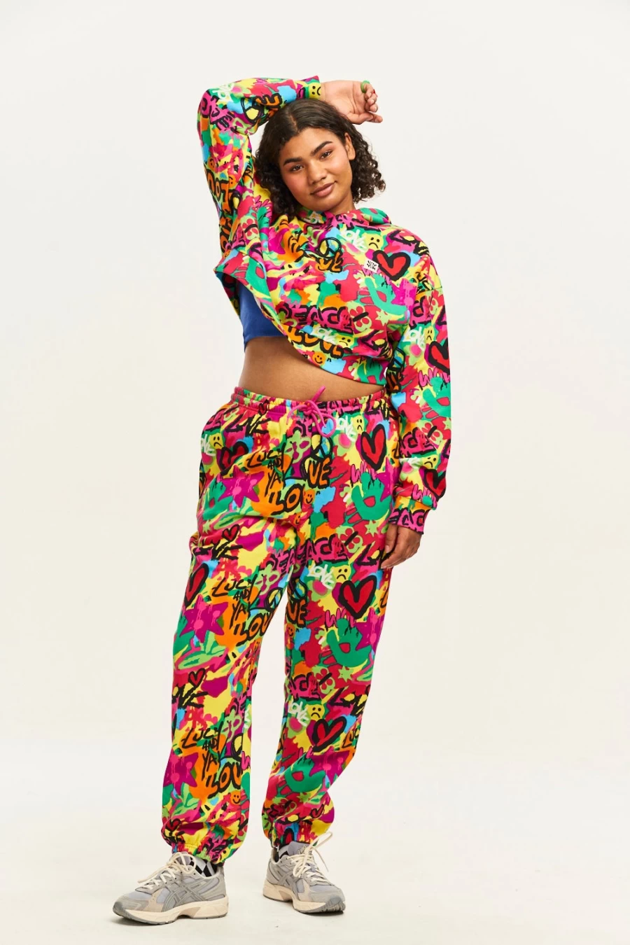Lucy & Yak Women's Jamie Jogger - Organic Cotton Graffiti Print Joggers