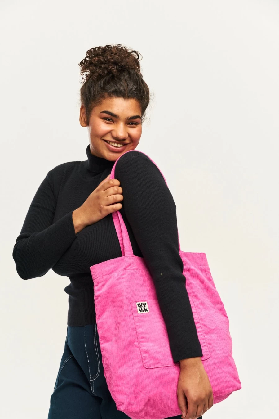 Lucy & Yak Women's Organic Corduroy Tote Bag in Power Pink - Sustainable Fashion Accessory