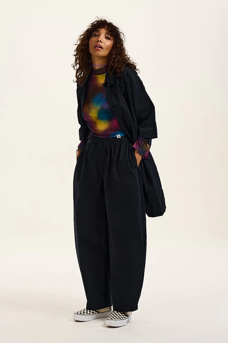 Lucy & Yak Women's Beau Trousers - Black Cotton High-Waisted Comfort Pants