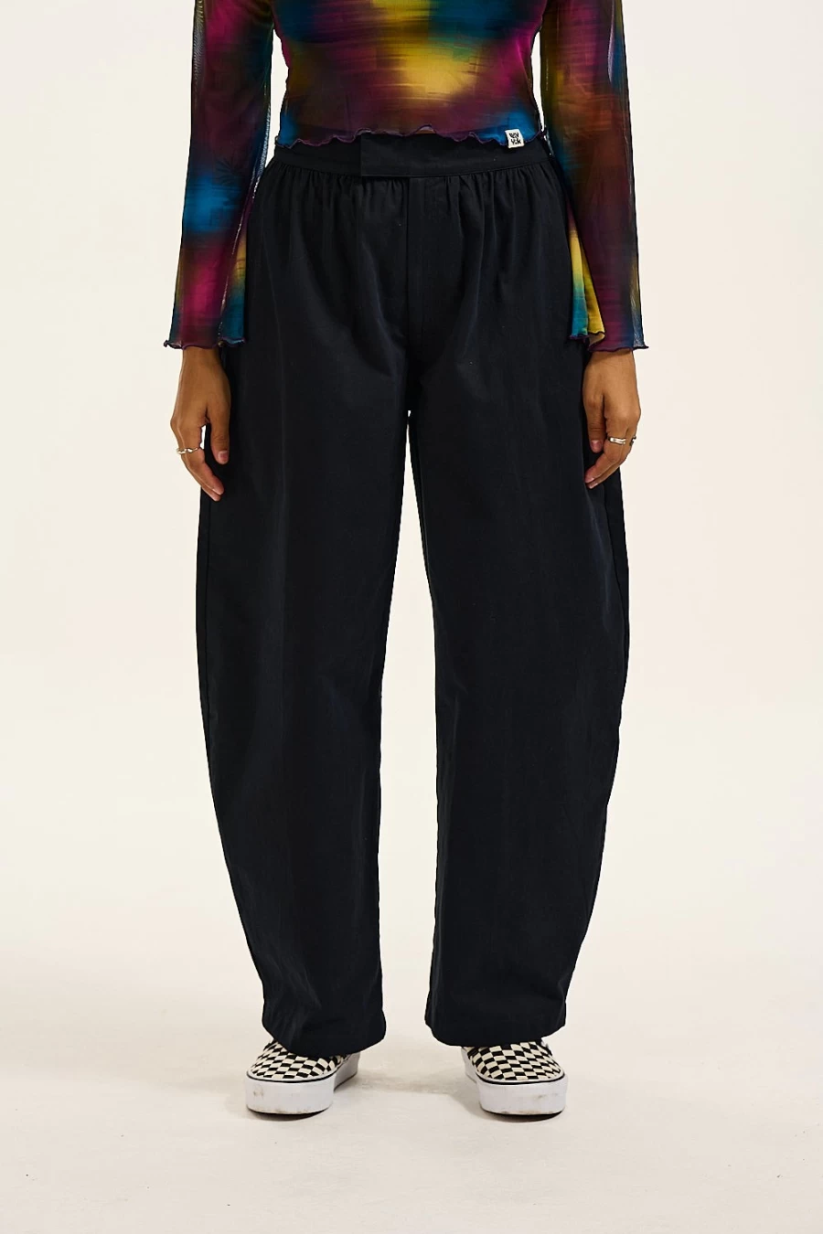 Lucy & Yak Women's Beau Trousers - Black Cotton High-Waisted Comfort Pants