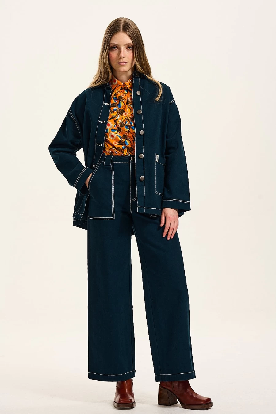 Lucy & Yak Women's Olly Jacket in Vintage Navy - Organic Twill Outerwear