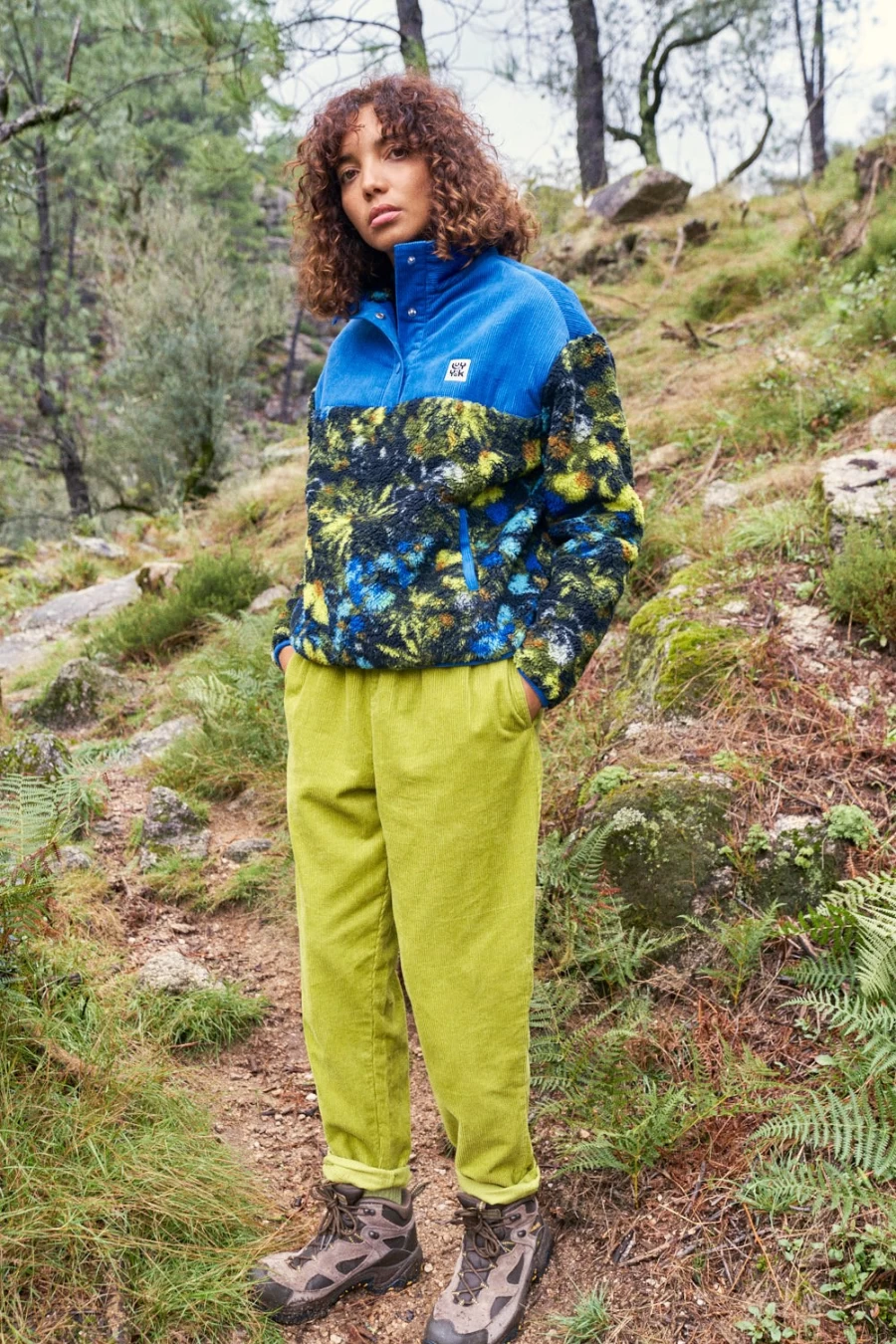 Lucy & Yak Women's Billie Trousers - Organic Corduroy Pants in Chartreuse Green