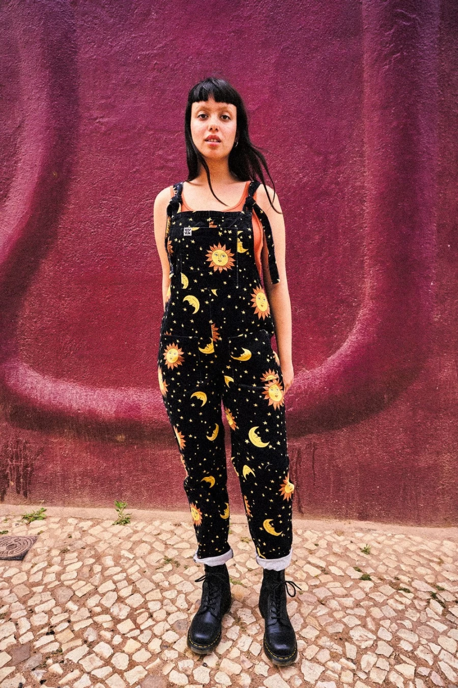 Lucy & Yak Women's Original Dungaree: Organic Corduroy Overalls with Orion Print