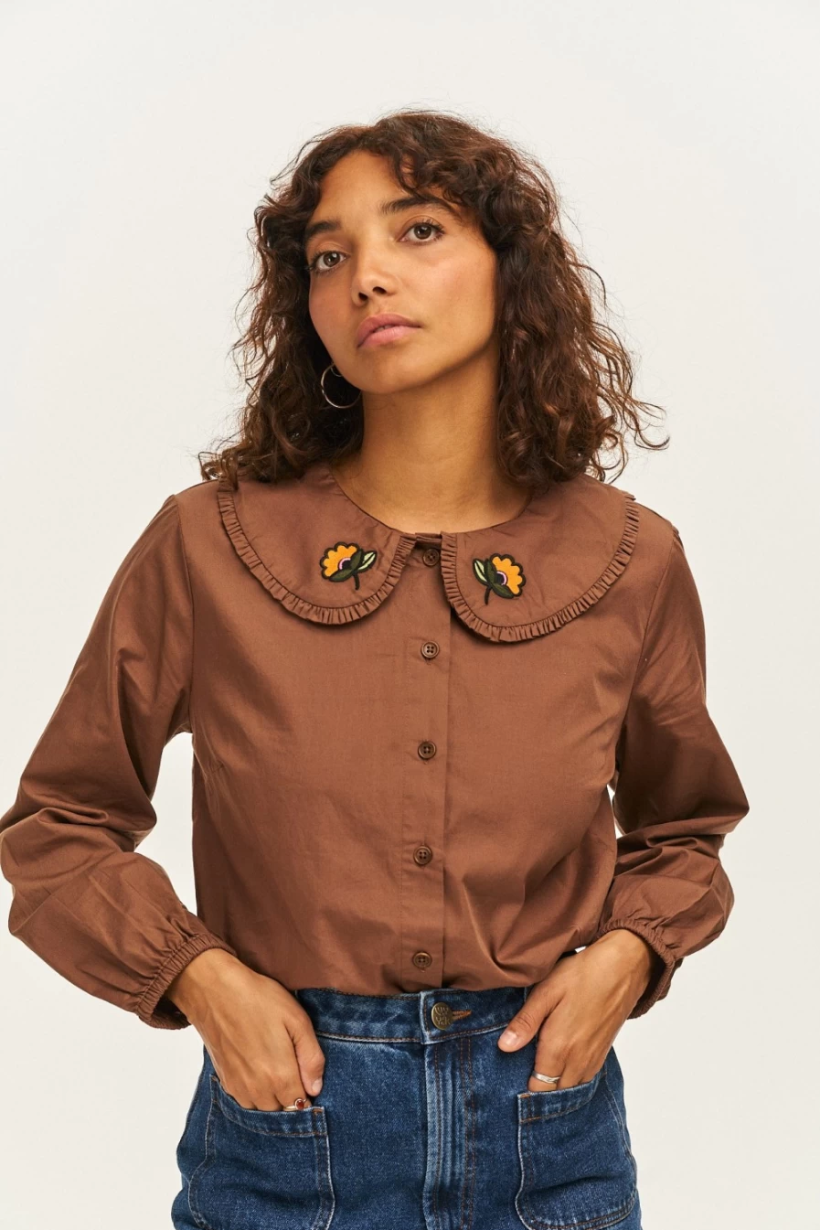 Lucy & Yak Women's Ida Blouse - Organic Cotton Monica Embroidery Top
