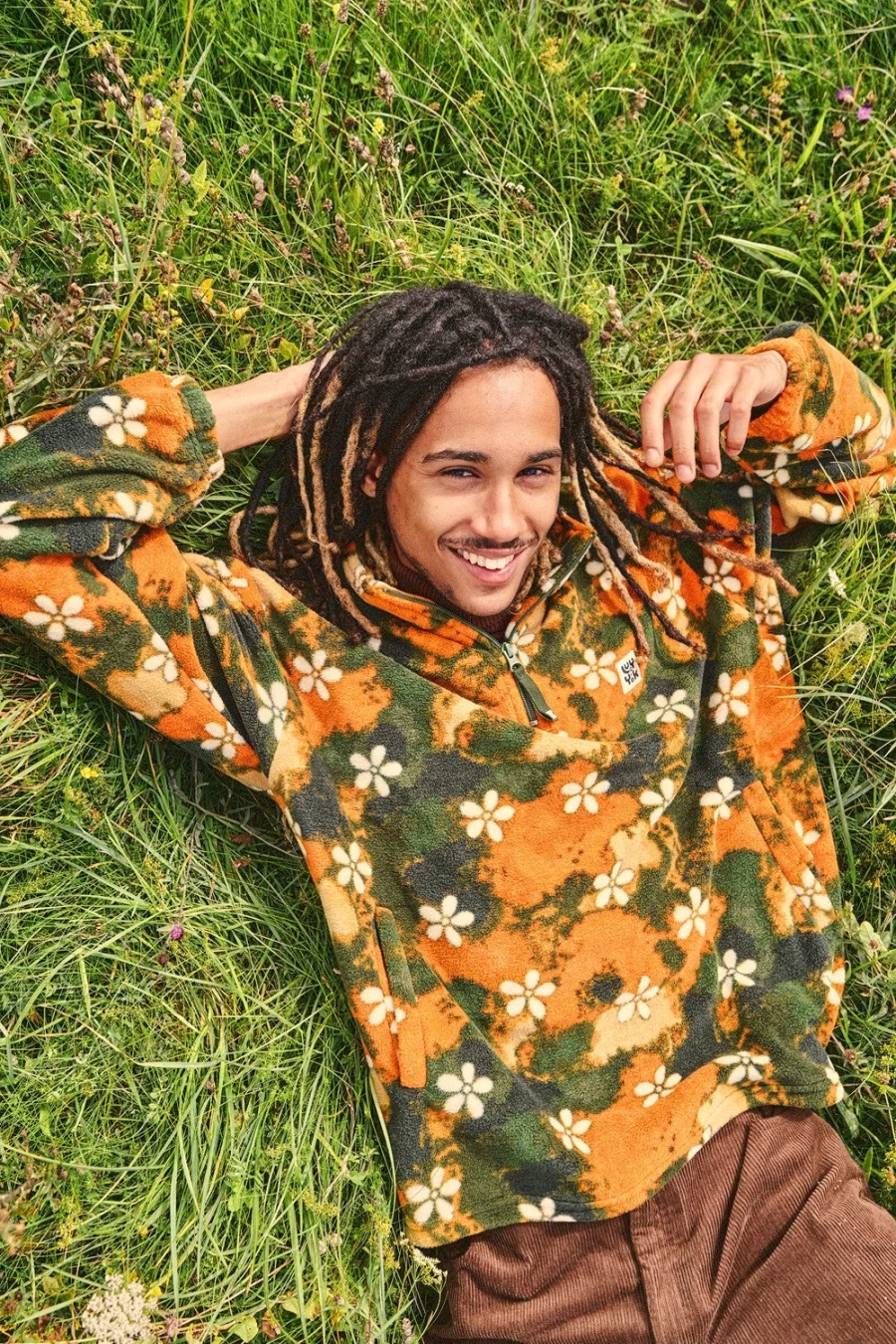 Lucy & Yak Women's Stevie Fleece Jacket - Eco-Friendly Recycled Bottle Material - Green Daisy Print