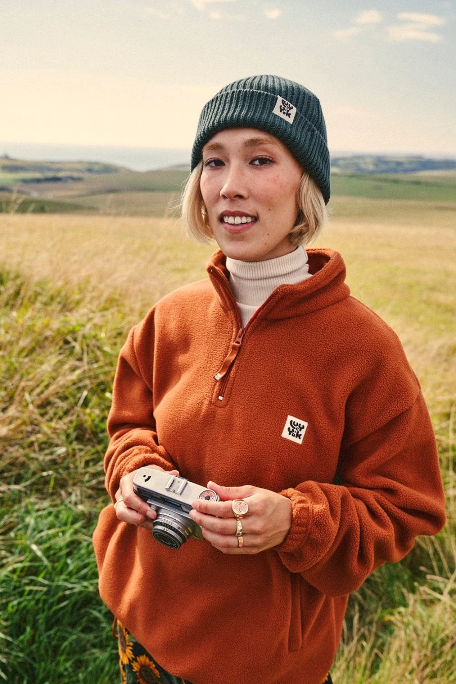 Lucy & Yak Women's Stevie Fleece Jacket - Sustainable Recycled Bottle Material - Rust Color Eco-Friendly Outerwear