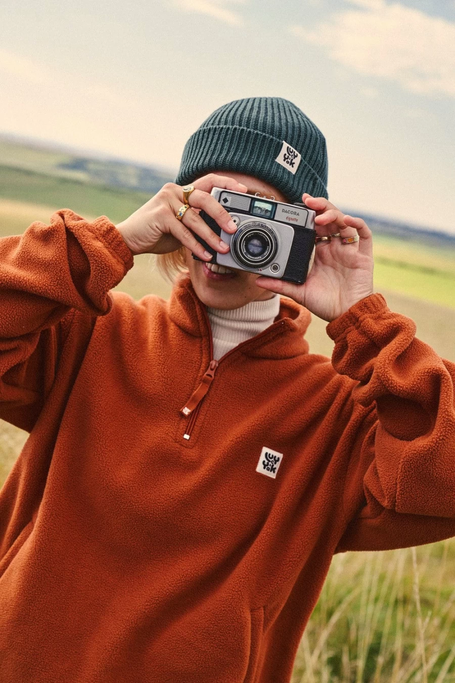 Lucy & Yak Women's Stevie Fleece Jacket - Sustainable Recycled Bottle Material - Rust Color Eco-Friendly Outerwear
