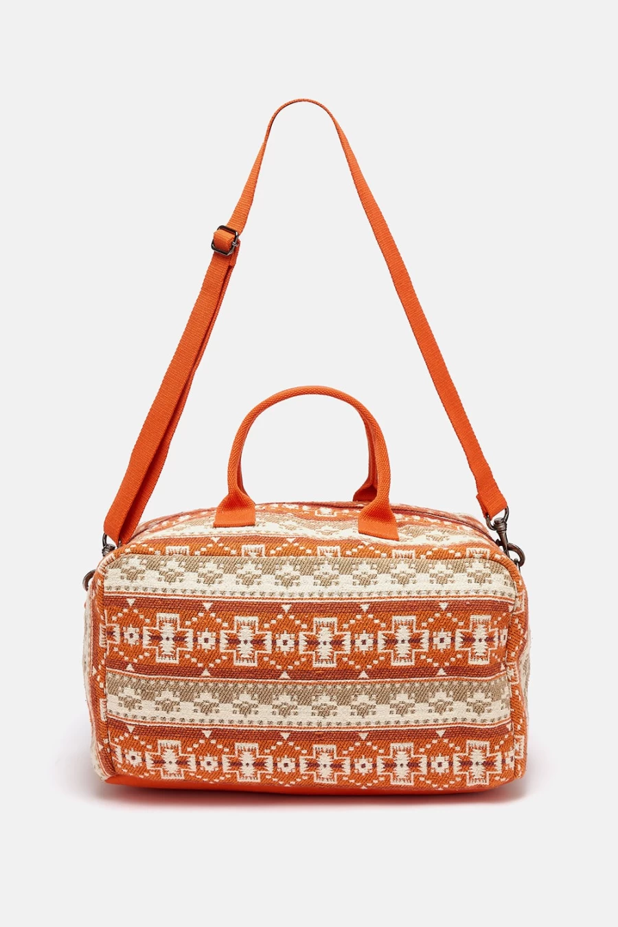 Lucy & Yak Women's Weekend Bag - Rust Jacquard Deadstock Fabric Travel Tote