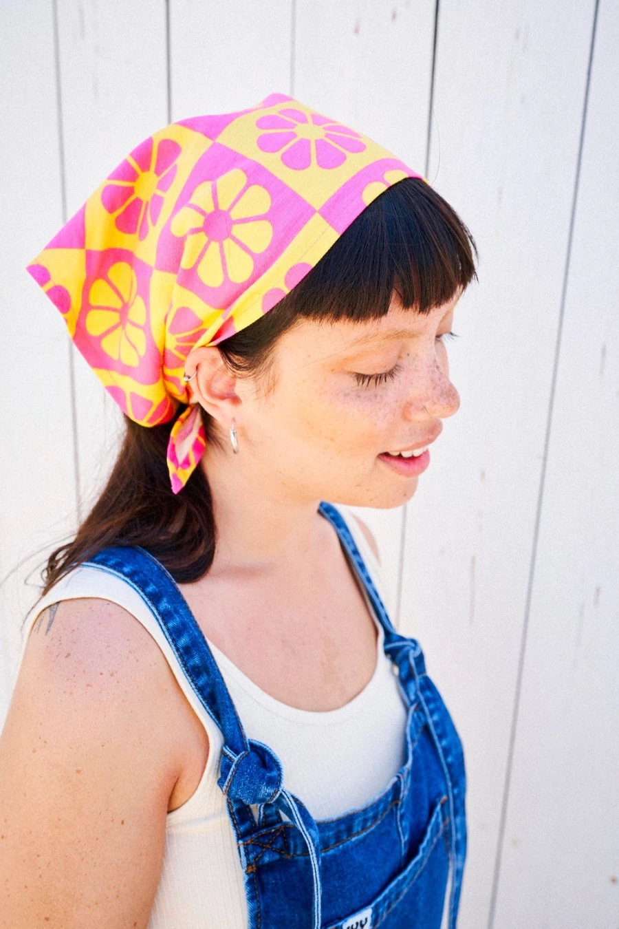 "Lucy & Yak Women's Rhubarb & Custard Headscarf - Vintage Deadstock Fabric"