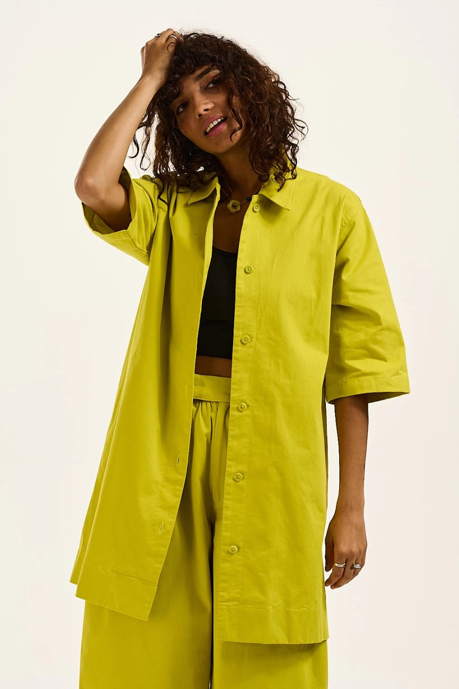 Lucy & Yak Women's Murphy Jacket in Lime - Vintage Deadstock Fabric Eco-Friendly Coat