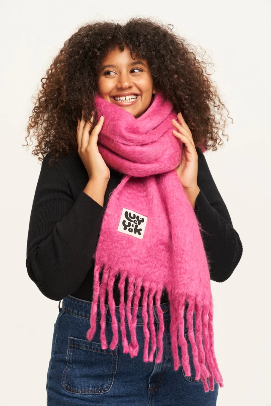 Lucy & Yak Women's Rowan Scarf - Eco-Friendly Recycled Polyester in Power Pink
