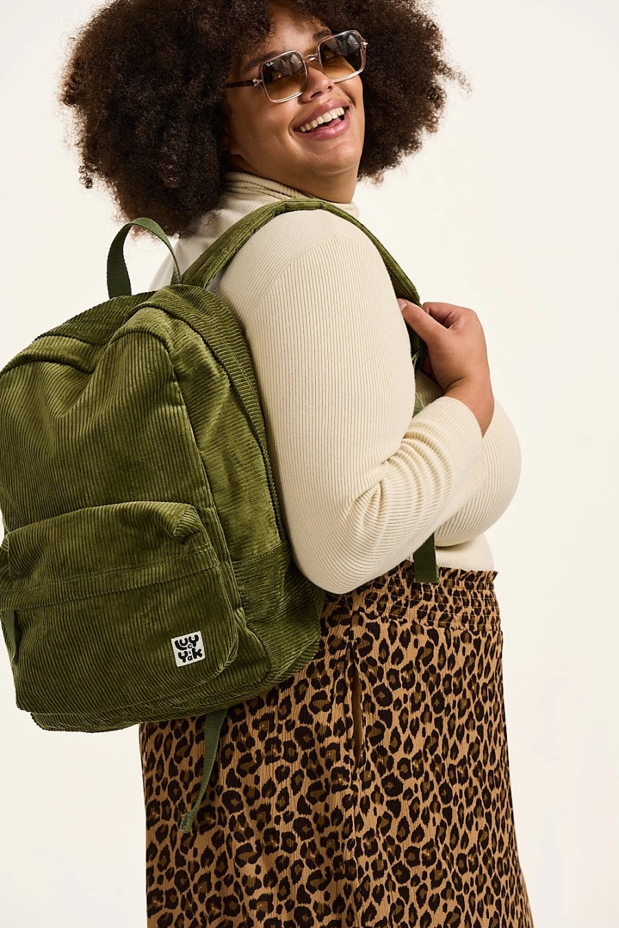 Lucy & Yak Women's Kellie Backpack - Organic Corduroy Loden Green, Sustainable Daypack