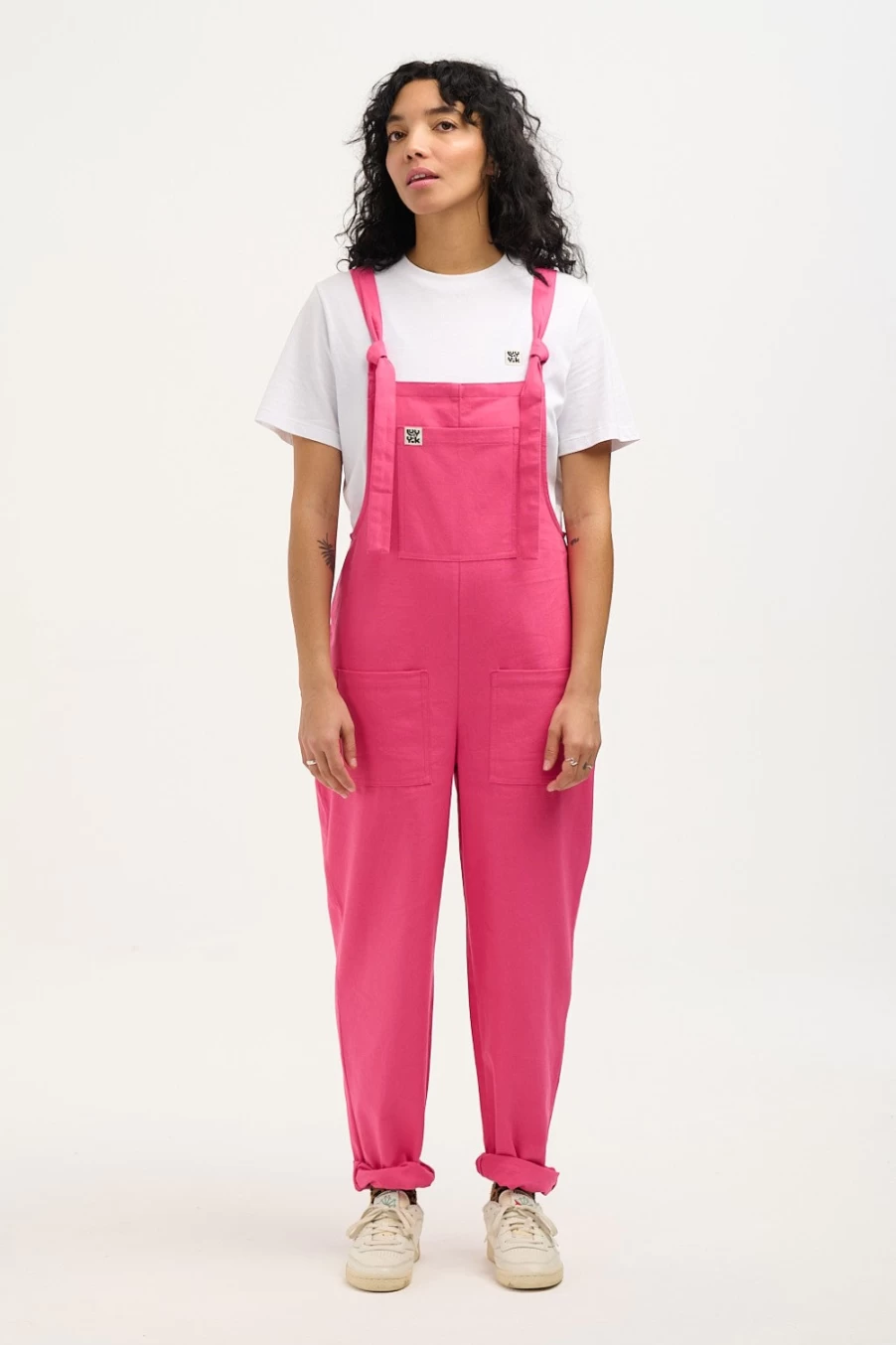 Lucy & Yak Women's Original Dungaree: Organic Cotton Overalls in Fandango Pink