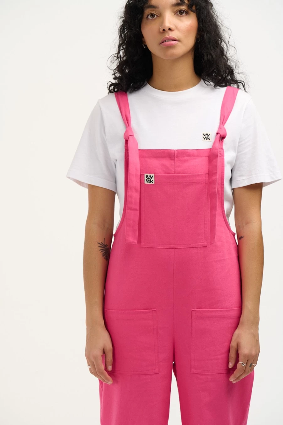 Lucy & Yak Women's Original Dungaree: Organic Cotton Overalls in Fandango Pink