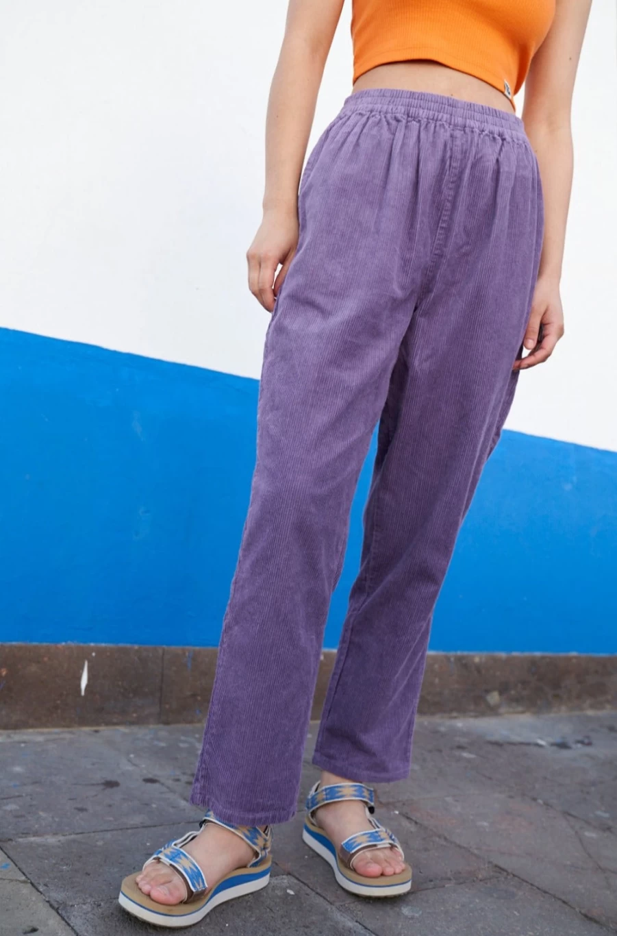 Lucy & Yak Women's Billie Corduroy Trousers - Organic Ash Purple High-Waisted Pants