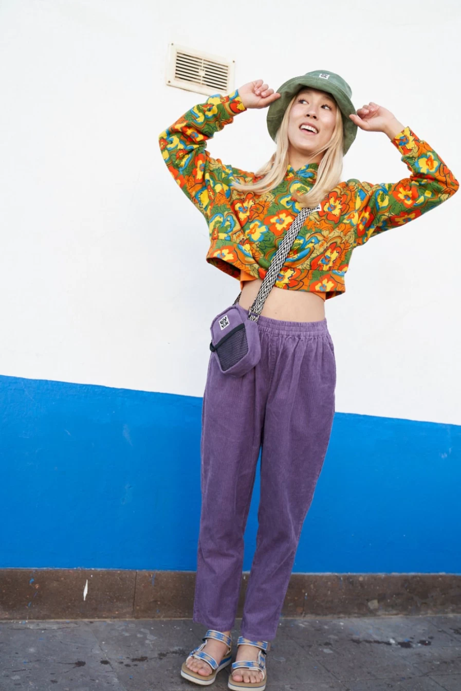 Lucy & Yak Women's Billie Corduroy Trousers - Organic Ash Purple High-Waisted Pants